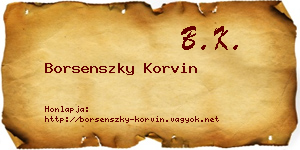 Borsenszky Korvin névjegykártya